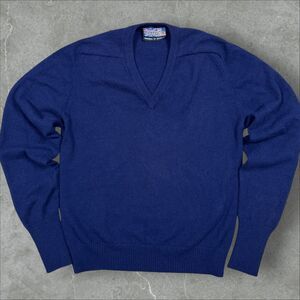 Vintage 100% Cashmere Harrod's Dark Navy Blue Knit V Neck Sweater - Small